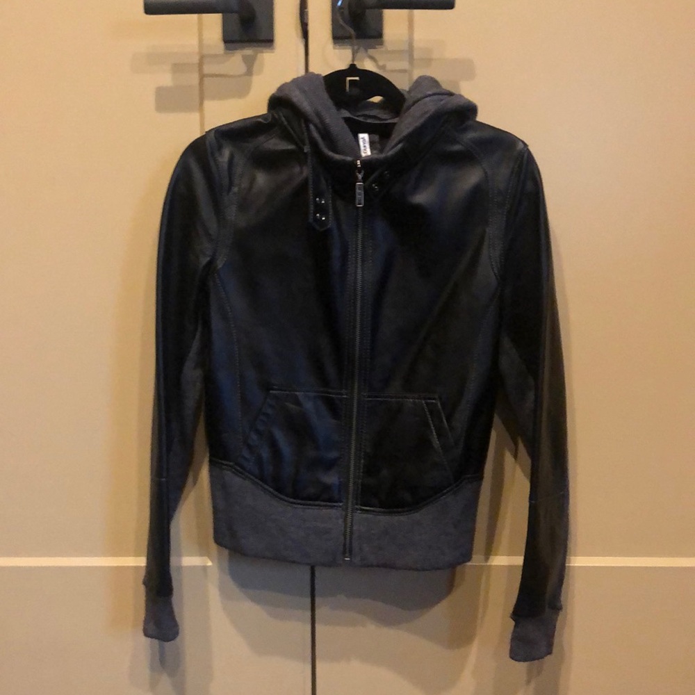 Leather and cashmere jacket
